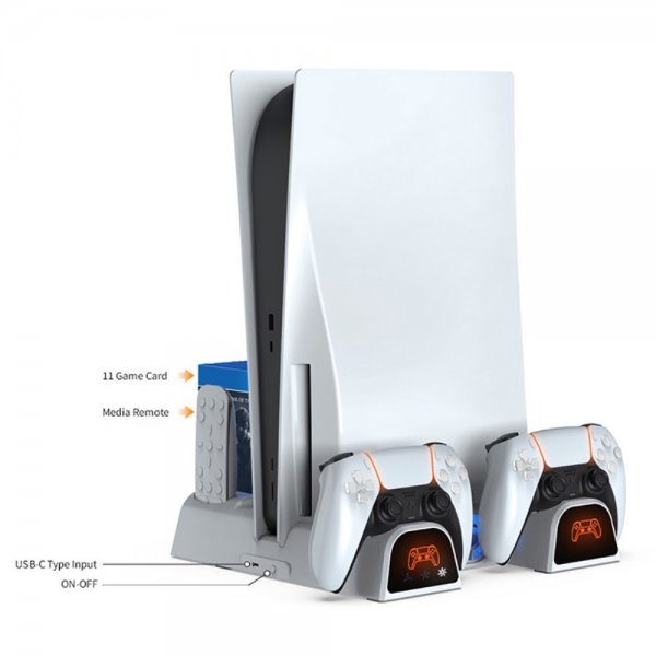 Dobe PS5 Slim Docking Station med kjølevifte kontrolllading og spilllagring