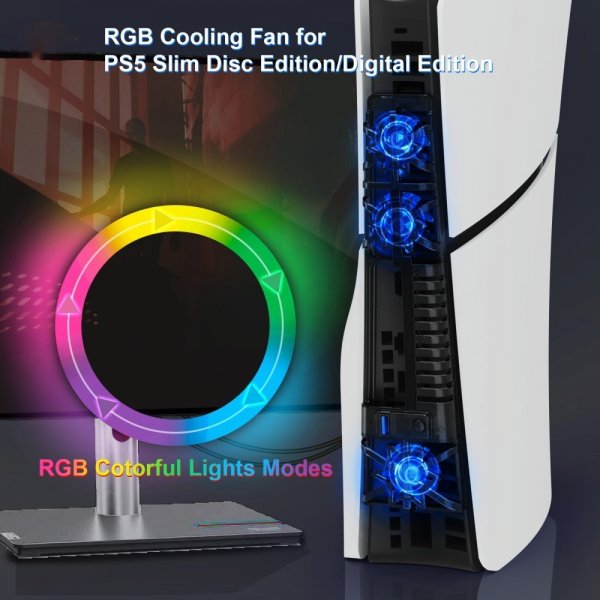 JYS PlayStation 5 Slim kjølevifte RGB