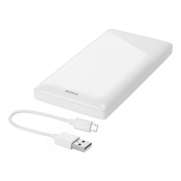 Deltaco Powerbank 10 000 mAh 10W Hvit