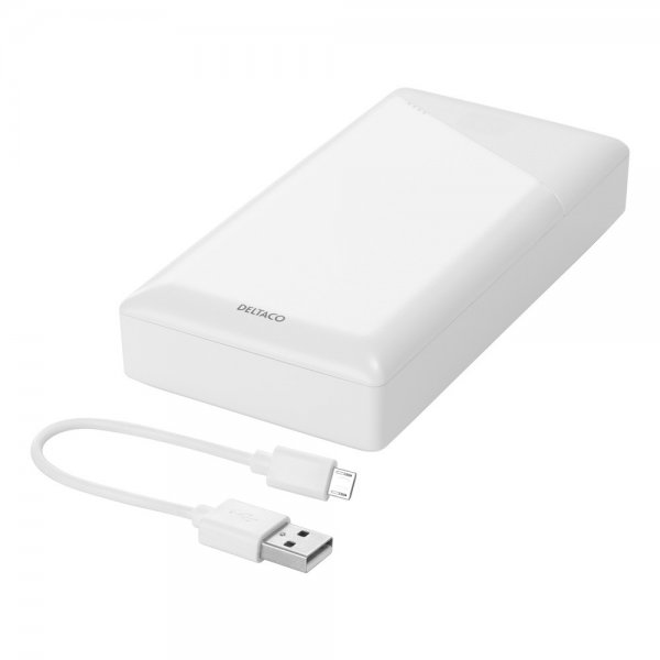 Deltaco Powerbank 20 000 mAh 10W Hvit