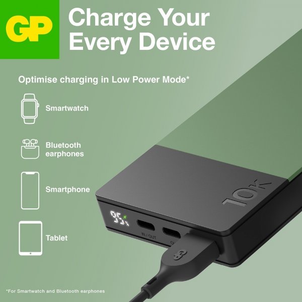 GP Powerbank M2+ 10 000 mAh Grønn