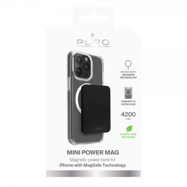 Puro Powerbank Mini Power Mag 4200 mAh Svart