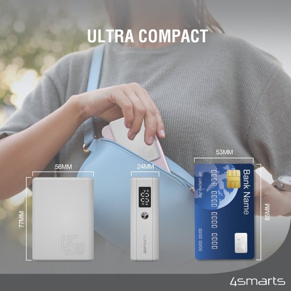 4smarts Powerbank Pocket Slim 10 000 mAh 45W Hvit