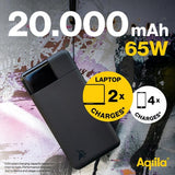 Aqiila Powerbank Powerbird B20+ 20 000 mAh 65W Svart