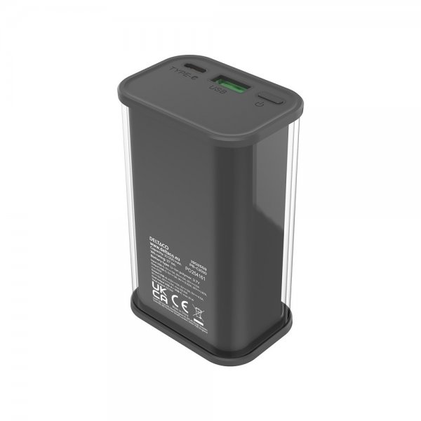 Deltaco Powerbank Transparent 10 000 mAh Fast Charge Svart