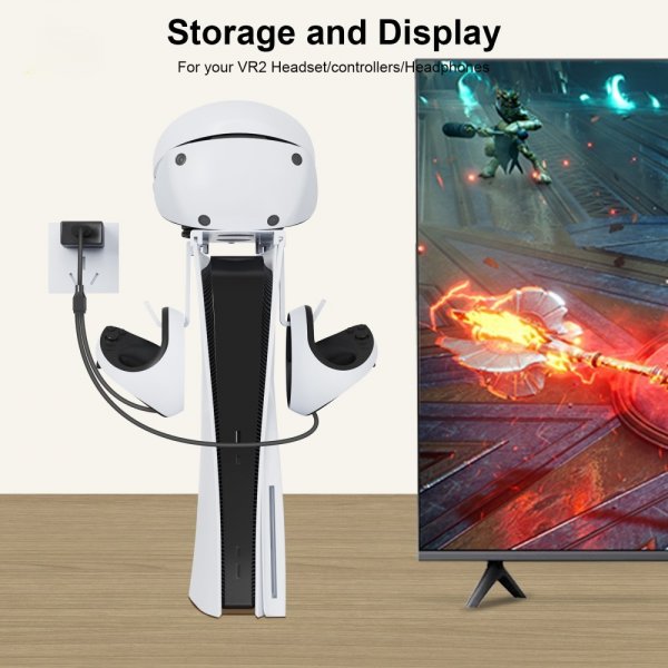 JYS PS5/PS5 Slim ladestasjon for VR2/DualSense kontrollere