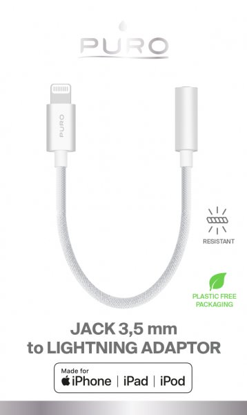 Puro Adapter Lightning to 3.5mm Hvit