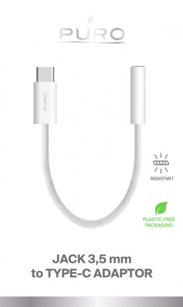 Puro Adapter USB-C til 3.5mm AUX Hvit