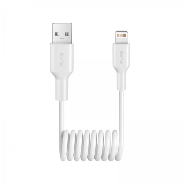 Puro Kabel Spiral Lightning til USB-A 1m Hvit