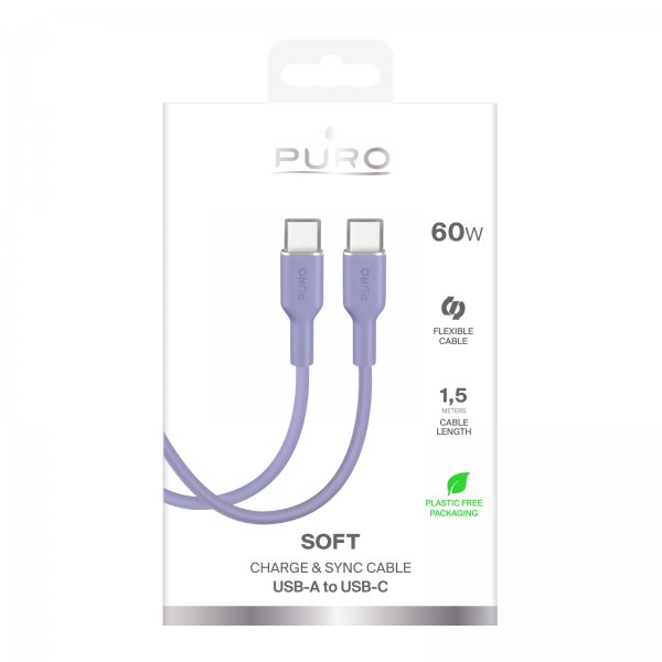 Puro Kabel TPE 25W USB-C til USB-C 1.5m Lavendel