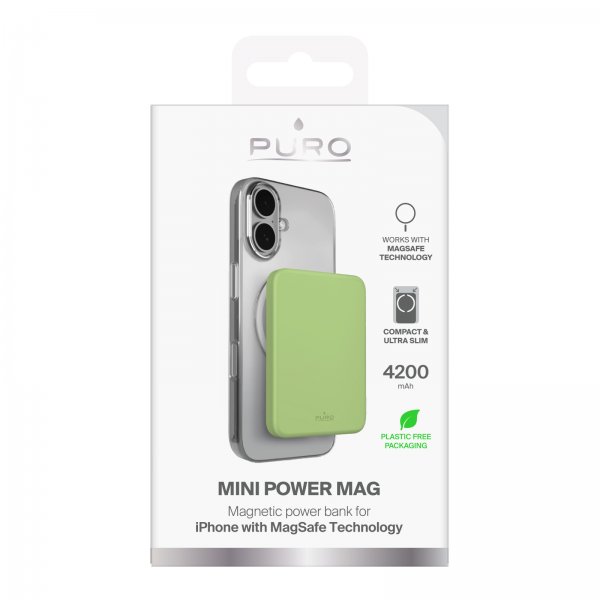 Puro Powerbank Mini Power Mag 4200 mAh Lysegrønn
