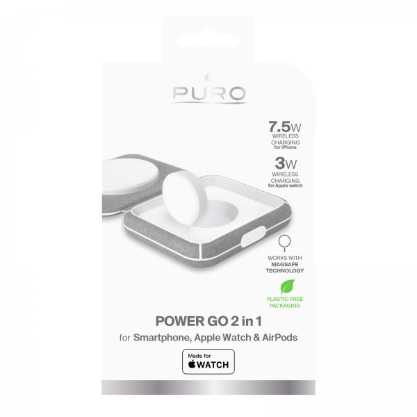 Puro Trådløs lader Power Go 2-in-1 MagSafe Hvit