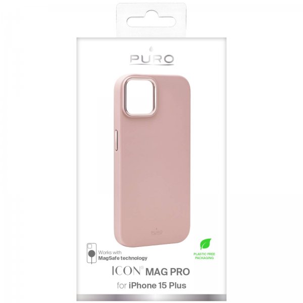 Puro iPhone 15 Plus Deksel ICON Mag Pro Rosa