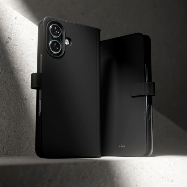 Puro iPhone 16 Plus Etui Wallet Stand Svart