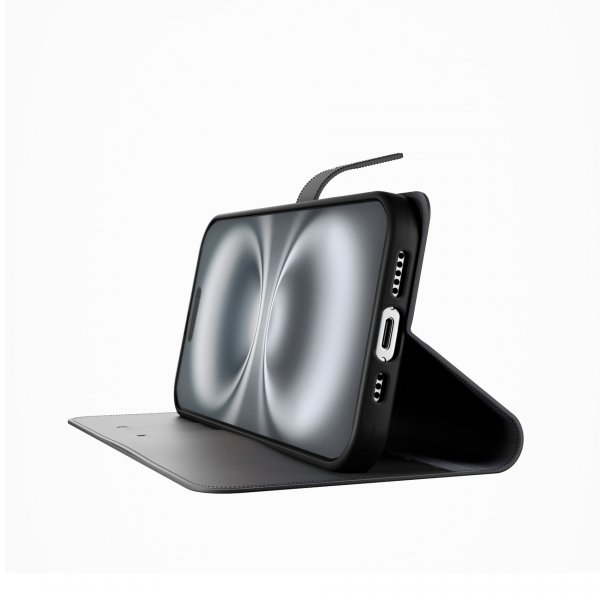Puro iPhone 16 Pro Etui Wallet Stand Svart
