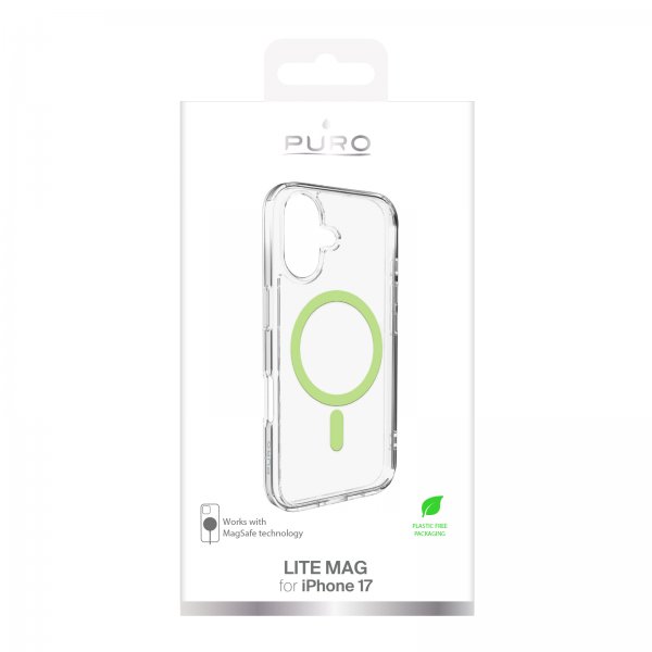 Puro iPhone 17 Deksel Lite Mag Transparent Grønn