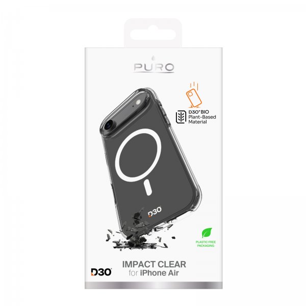 Puro iPhone Air Deksel Impact Clear D3O MagSafe Transparent
