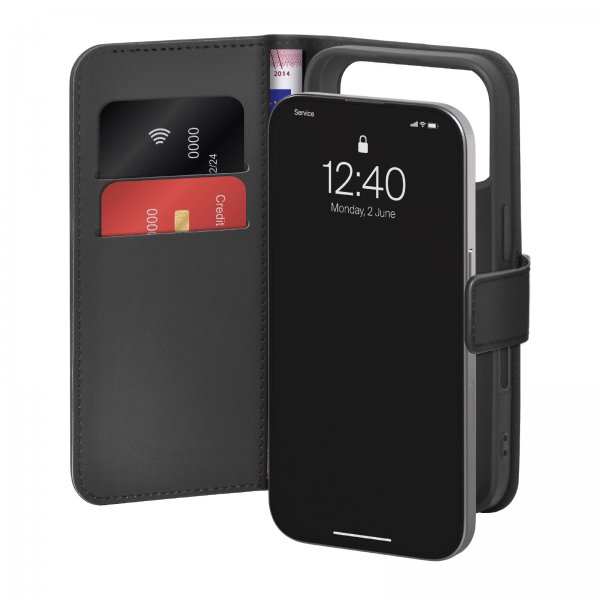 Puro iPhone 17 Pro Etui Wallet Stand Svart