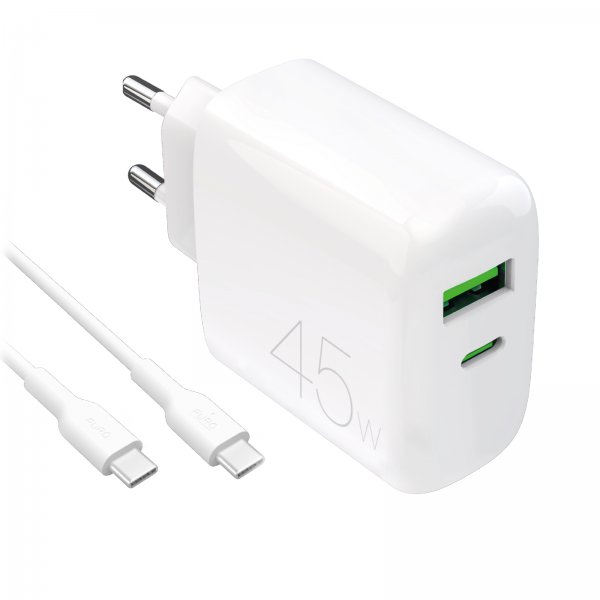Puro Lader med Kabel ProLite Kit USB-C 45W 1.2m Hvit