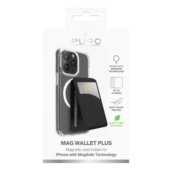 Puro MagSafe Kortholder Mag Wallet Plus Svart