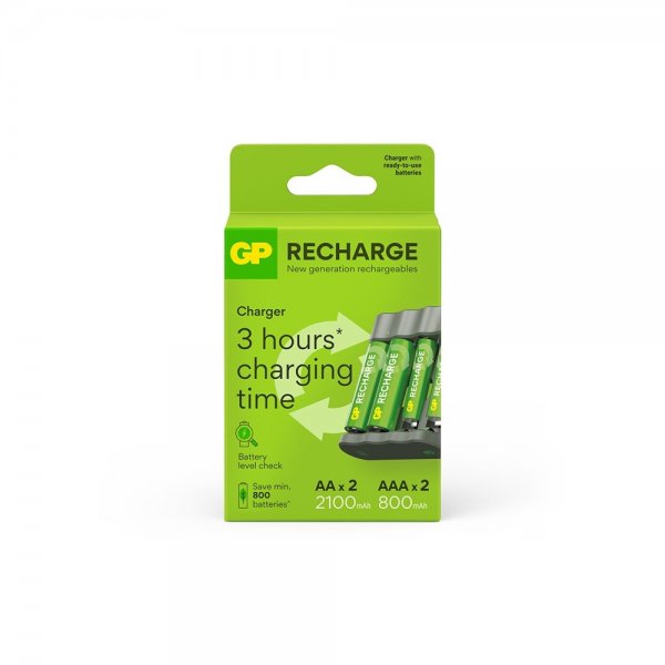GP Recharge Battery charger with AA and AAA Batteries