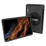 Armor-X Samsung Galaxy Tab S9 Ultra Deksel Rainproof Rugged Case Hand Strap Kickstand