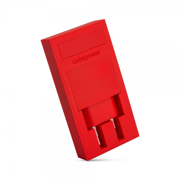 Usbepower ROCK dubbel USB-laddare - 2-i-1 Fickladdare Röd