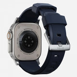 Nomad Apple Watch 44/45/46mm/Apple Watch Ultra Armbånd Rugged Band Silver Hardware Atlantic Blue