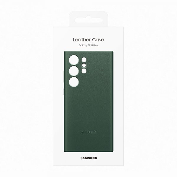 Samsung Original Galaxy S23 Ultra Deksel Leather Cover Grønn