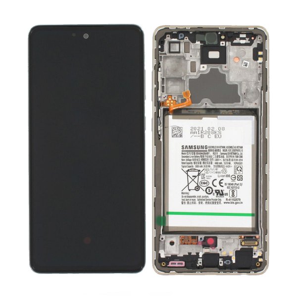 Samsung Samsung A72 4G Skjerm med LCD Display + Originalt batteri - Hvit