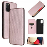 Samsung Galaxy A03s Etui Karbonfibertekstur Rosegull