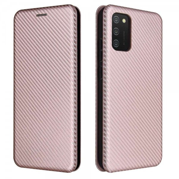 Samsung Galaxy A03s Etui Karbonfibertekstur Rosegull