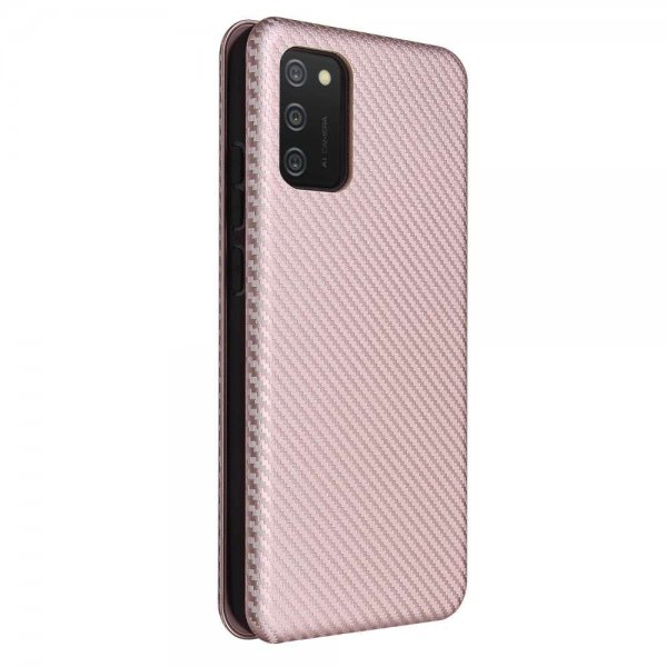 Samsung Galaxy A03s Etui Karbonfibertekstur Rosegull