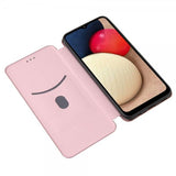 Samsung Galaxy A03s Etui Karbonfibertekstur Rosegull