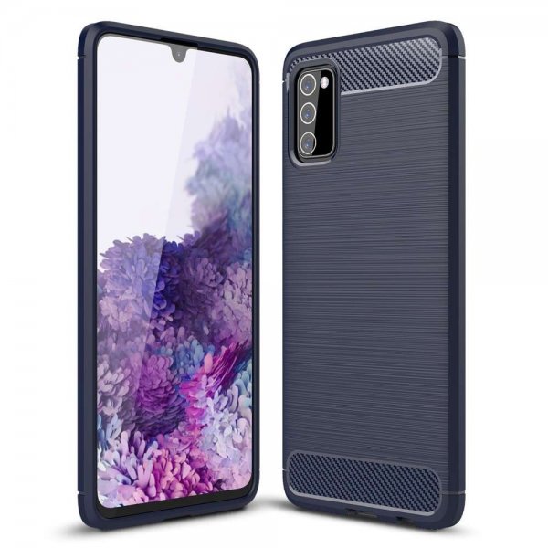 Samsung Galaxy A03s Deksel Børstet Karbonfibertekstur Blå