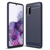 Samsung Galaxy A03s Deksel Børstet Karbonfibertekstur Blå
