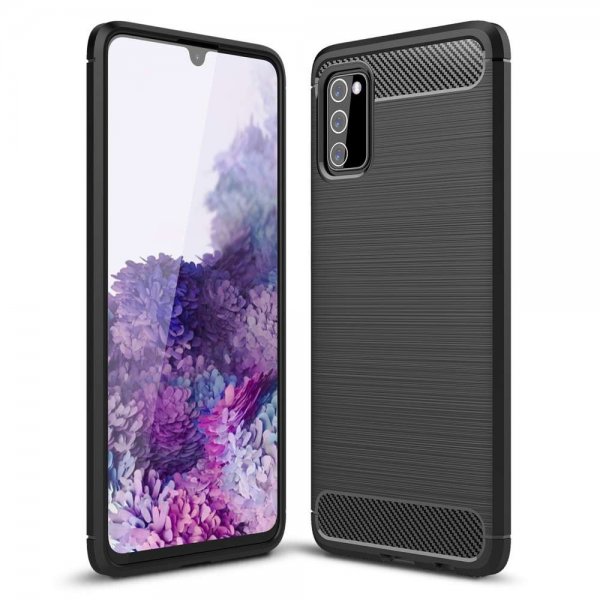 Samsung Galaxy A03s Deksel Børstet Karbonfibertekstur Svart