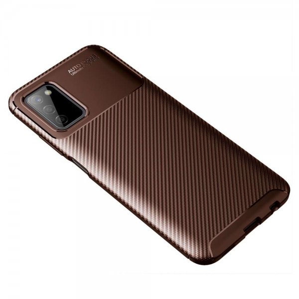 Samsung Galaxy A03s Deksel Karbonfibertekstur Brun