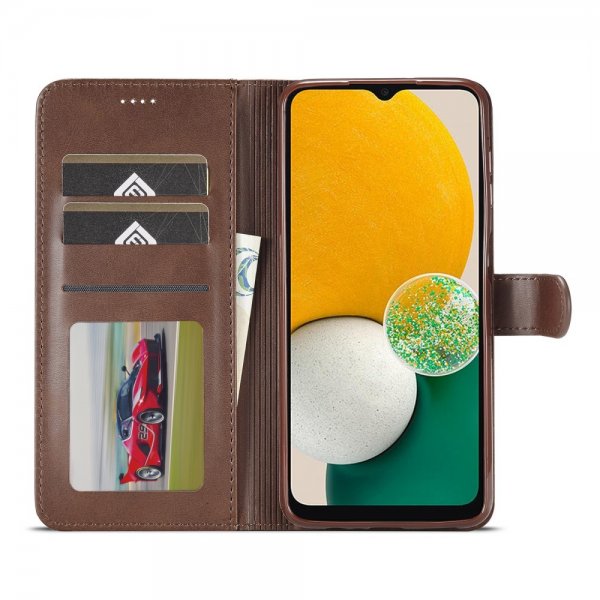 Lc.Imeeke Samsung Galaxy A04s/Galaxy A13 5G Etui med Kortlomme stativfunksjon Mørkebrun