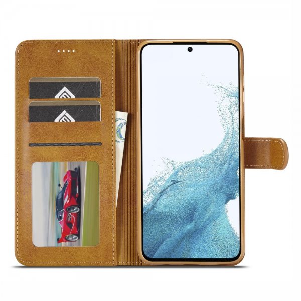 Lc.Imeeke Samsung Galaxy A05s Etui med Kortlomme stativfunksjon Lysebrun