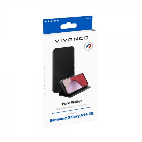 Vivanco Samsung Galaxy A14 Etui Pure Wallet Svart