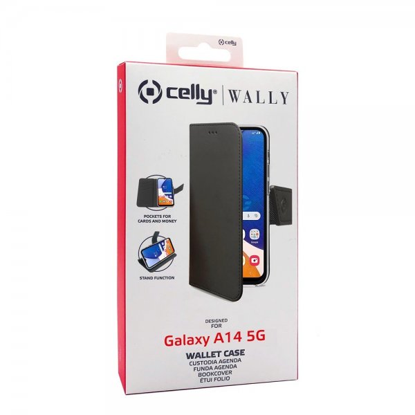Celly Samsung Galaxy A14 Etui Wally Wallet Case Svart
