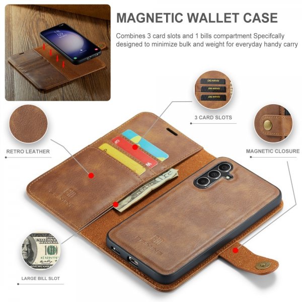 Dg.Ming Samsung Galaxy A15 Etui Avtagbart Deksel Brun