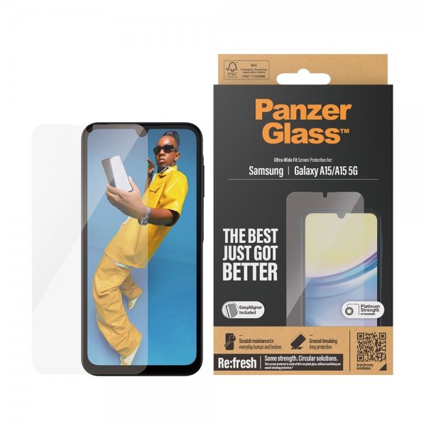 PanzerGlass Samsung Galaxy A15 Skjermbeskytter Ultra-Wide Fit EasyAligner
