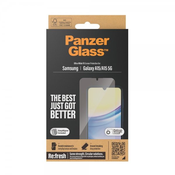PanzerGlass Samsung Galaxy A15 Skjermbeskytter Ultra-Wide Fit EasyAligner