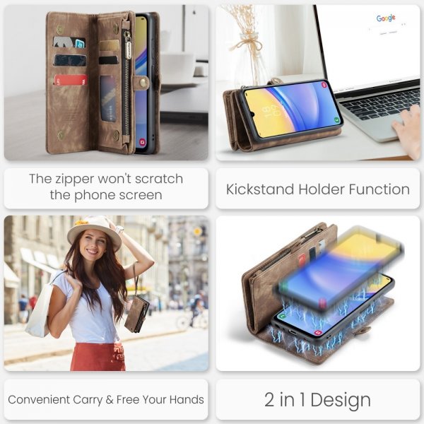 CaseMe Samsung Galaxy A16 Etui 008 Series Avtakbart Deksel Brun