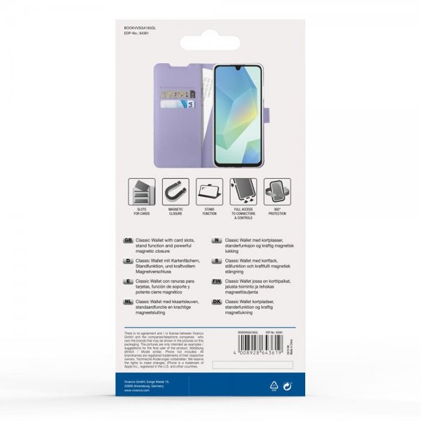 Vivanco Samsung Galaxy A16 Etui Classic Wallet Lavender