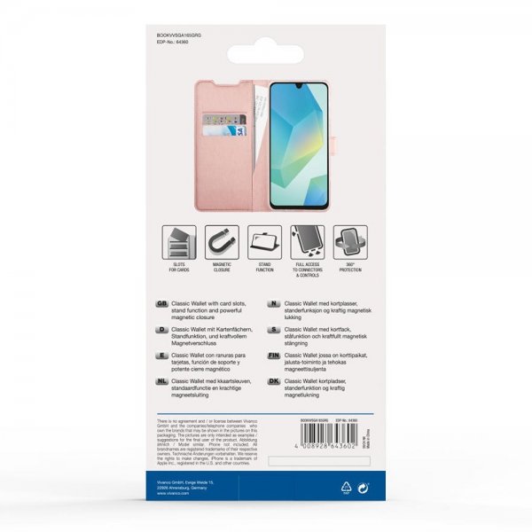 Vivanco Samsung Galaxy A16 Etui Classic Wallet Rosegull