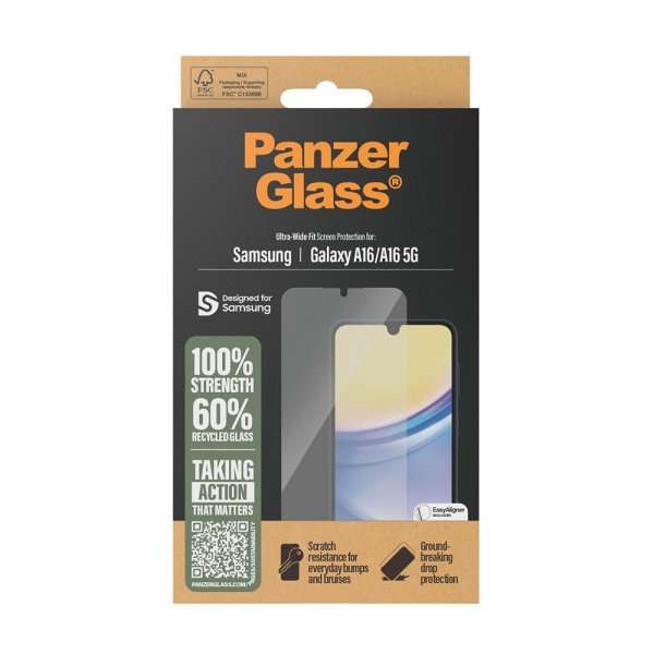 PanzerGlass Samsung Galaxy A16 Skjermbeskytter Ultra-Wide Fit EasyAligner