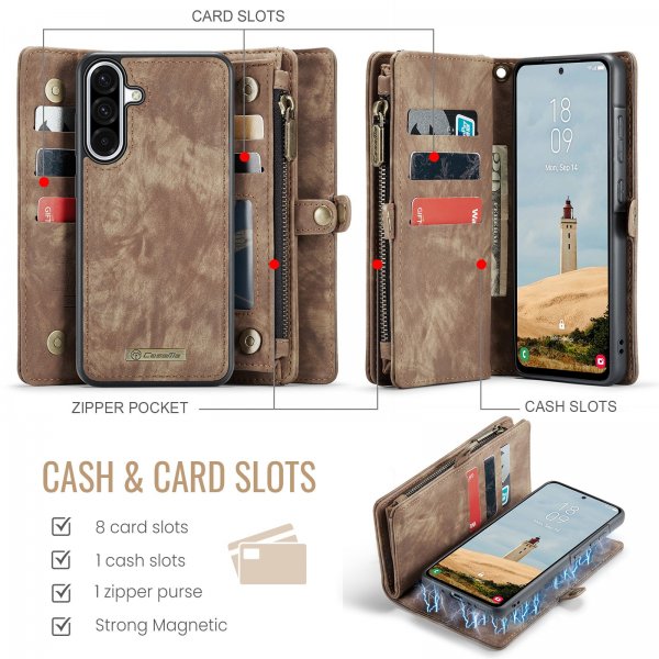 CaseMe Samsung Galaxy A17 Etui 008 Series Avtakbart Deksel Brun